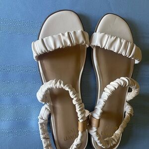 White Women's Sandals Flats Summer Shoes Cream Elegant